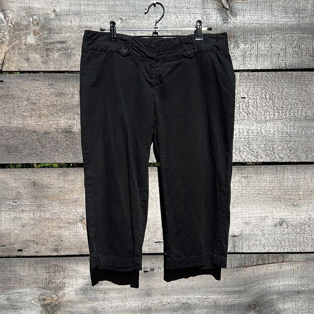 Mandee Women's Black Stretch Mid Rise Capri Cropped Pant